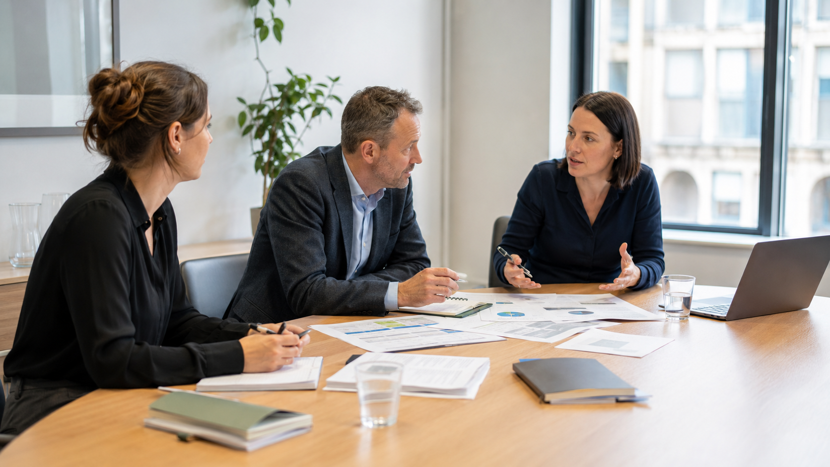 People reviewing public communication and documents